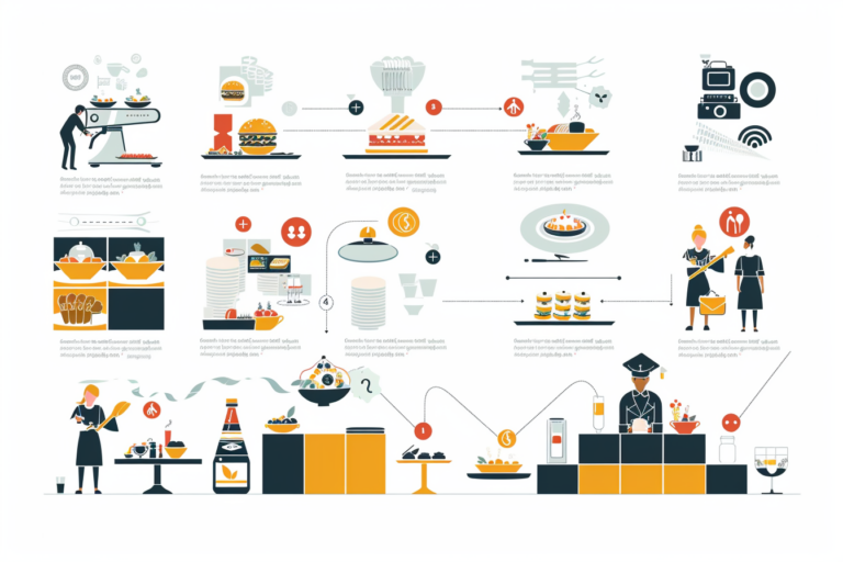 Egy összefoglaló infografika, amely vizuálisan bemutatja a fine dining éttermek reklámvideóinak készítési folyamatát